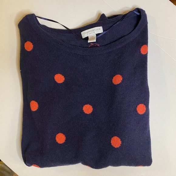 Never Worn, Navy Charter Club Sweater- Petite Medium - Picture 1 of 6